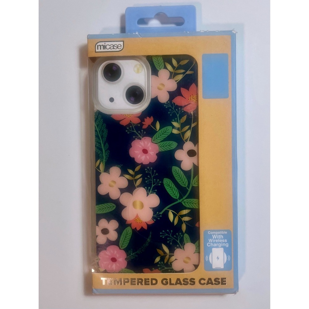 miCase Tempered Glass iPhone Case Floral Design Wireless Charging Compatible